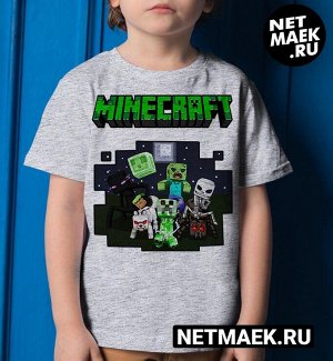 Детская футболка для девочки с героями minecraft new, цвет серый меланж