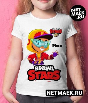 Детская футболка для девочки макс brawl stars (браво старс) new, цвет белый