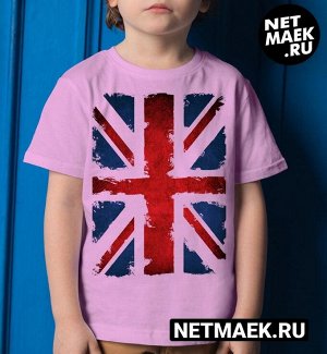 Детская футболка с британским флагом, цвет розовый