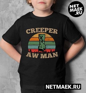 Детская футболка для девочки minecraft creeper aw man, цвет черный