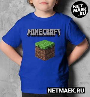 Детская футболка для девочки minecraft куб, цвет синий