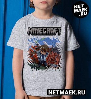 Детская футболка для девочки minecraft tnt, цвет серый меланж