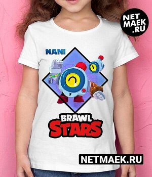 Детская футболка для девочки нани brawl stars (браво старс) new, цвет белый