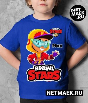 Детская футболка для девочки макс brawl stars (браво старс) new, цвет синий