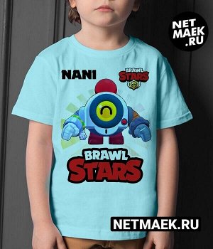 Детская футболка для девочки нани brawl stars (браво старс), цвет голубой