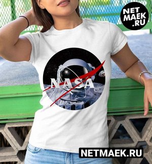 Женская футболка с логотипом nasa космонавт на луне, цвет белый
