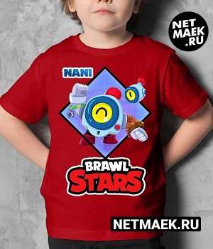 Детская футболка для девочки нани brawl stars (браво старс) new, цвет красный