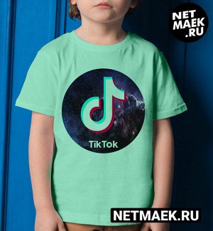 Детская футболка с надписью тик ток космос для девочки, цвет ментол