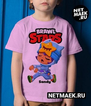 Детская футболка для девочки сонный сэнди brawl stars (браво старс) new, цвет розовый