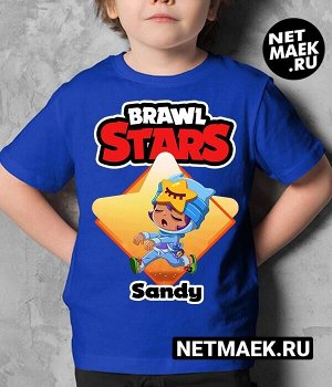 Детская футболка для девочки сонный сэнди brawl stars (браво старс), цвет синий