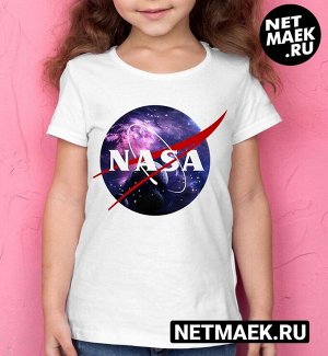 Детская футболка для девочки с логотипом nasa космос, цвет белый