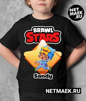 Детская футболка для девочки сонный сэнди brawl stars (браво старс), цвет черный