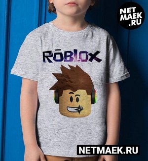 Детская футболка для девочки roblox, цвет серый меланж