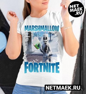 Женская футболка маршмеллоу фортнайт fortnite new, цвет белый
