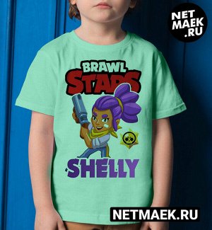 Детская футболка для девочки brawl stars шелли, цвет ментол