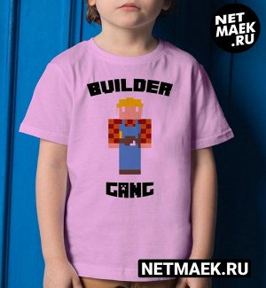 Детская футболка для девочки minecraft builder, цвет розовый