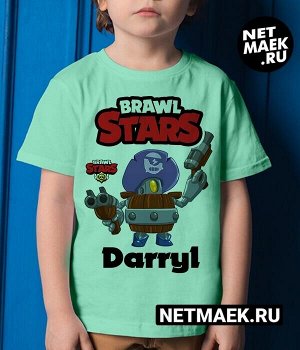 Детская футболка для девочки дэррил brawl stars (браво старс) new, цвет ментол