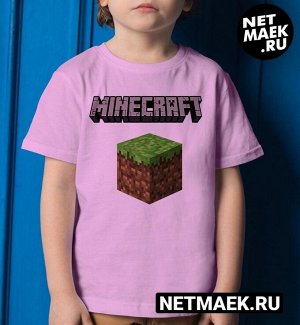 Детская футболка для девочки minecraft куб, цвет розовый