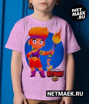 Детская футболка для девочки амбер brawl stars (браво старс) new, цвет розовый