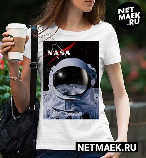 Женская футболка nasa космонавт, цвет белый