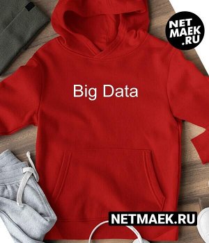Толстовка худи с капюшоном с надписью big data, цвет красный