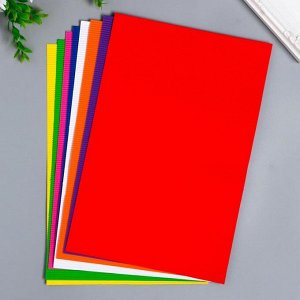 Гофрированная цветная бумага "Цветное ассорти" А4 (набор 8 листов) 8цв., плотность 80 гр/м2
