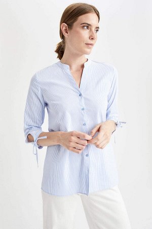 Рубашка из поплина с кружевными деталями и короткими рукавами