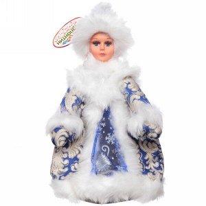 Снегурочка 35 см (без музыки) с отделением под конфеты/подарок, голубая шуба