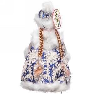 Снегурочка 35 см (без музыки) с отделением под конфеты/подарок, голубая шуба