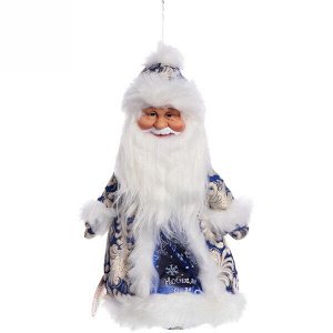 Дед Мороз 35 см (без музыки) с отделением под конфеты/подарок, голубая шуба