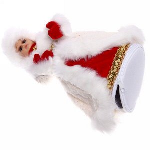 Снегурочка 35 см в белой шубе (без музыки) с отделением под конфеты/подарок