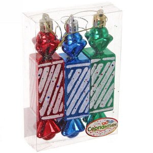 Ёлочные игрушки "Конфетки праздничные" 12 см (набор 3 шт), красный, зелёный, синий