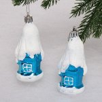Елочные игрушки &quot;Загадочный домик&quot; 9 см (набор 2 шт), Синий