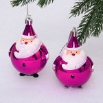 Елочные игрушки &quot;Круглый Дед Мороз&quot; 6 см (набор 2 шт), Розовый