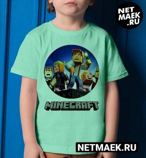 Детская футболка для девочки герои майнкрафт, цвет ментол