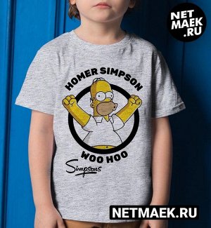 Детская футболка для девочки homer simpson woo hoo, цвет серый меланж