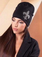 110-FBG Шапка &quot;Королевская лилия&quot;. Стразы. Черная