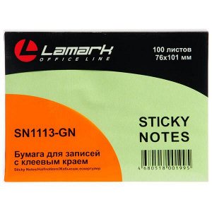 Бумага для заметок с клеевым краем "Lamark" 76х101 мм зеленая пастель 1/12 арт. SN1113-GN