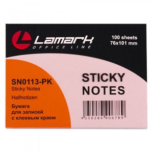 Бумага для заметок с клеевым краем "Lamark" 76х101 мм розовая пастель 1/12 арт. SN1113-PK