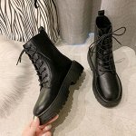 Зимние ботинки матовые черные