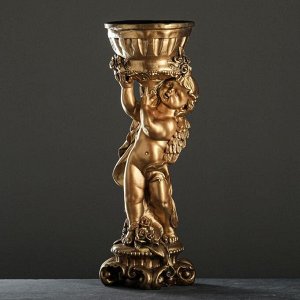 Фигурное кашпо "Ангел с розами", бронза, 1,8 л/ 24х24х70см