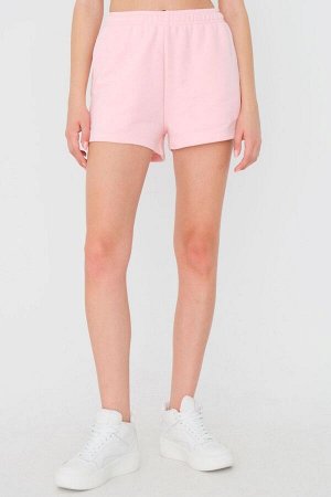 Розовые шорты с эластичной талией и карманами