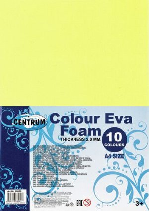 Набор для аппликаций Eva, размер А4 (29,7х21 см), 10 цветов, толщина листа 2 мм  тм.CENTRUM
