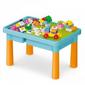 Столик для игры с конструктором,+56 эл. констр.,  цв. голубой 43*29*28 см.  тм.PITUSO