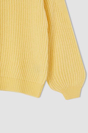 DEFACTO Мягкий вязаный свитер с круглым вырезом и круглым вырезом для девочек