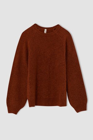 Мягкий вязаный свитер с круглым вырезом и круглым вырезом для девочек