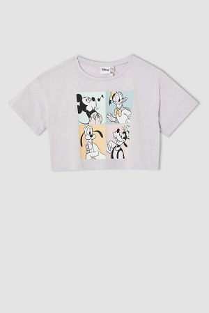 Укороченная футболка с коротким рукавом с Микки Маусом для девочек