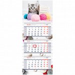 Календарь квартальный 3 бл. на 3 гр. OfficeSpace Premium &quot;The kitten&quot;, 2022г.