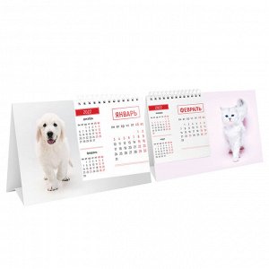 Календарь-домик настольный 200*130мм, OfficeSpace "Mono. Cute pets", 2022г.