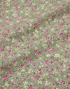 Теплый хлопок "Розовый сад на оливково-сером", ВИД2, ш.1.45м, хлопок-100%, 140гр/м.кв